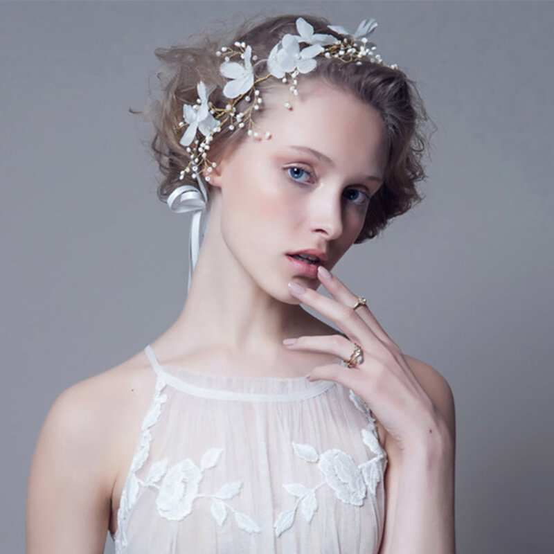 Molans – couronne de perles de fleurs faites à la main, nouveau bandeau, ruban de fleurs, guirlandes florales de mariée, accessoires pour cheveux de mariage pour femmes
