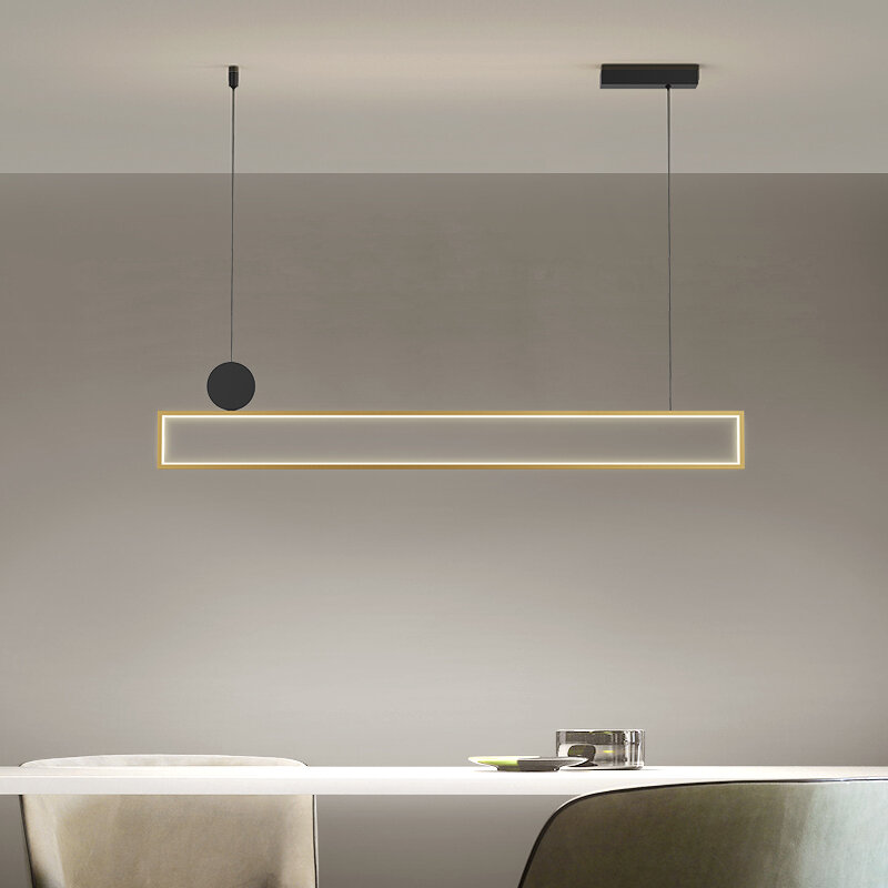 Lampu Gantung Restoran Led Minimalis Modern Desain Garis Emas Nordic Lampu Dekorasi Interior Ruang Bar Ruang Tamu Kepribadian