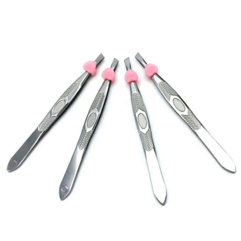 1PC Stainless Steel Eyebrow Tweezers Professional Eyebrow Hair Removal Slanted Brow Clips Convenient Small Makeup Tool