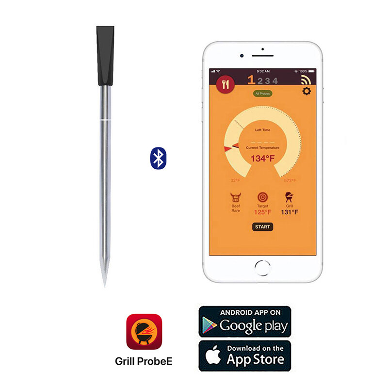 Thermomètre sans fil intelligent Bluetooth, pour viande, aliments, Steak, pour four, Barbecue, fumeur, rôtissoire, cuisine
