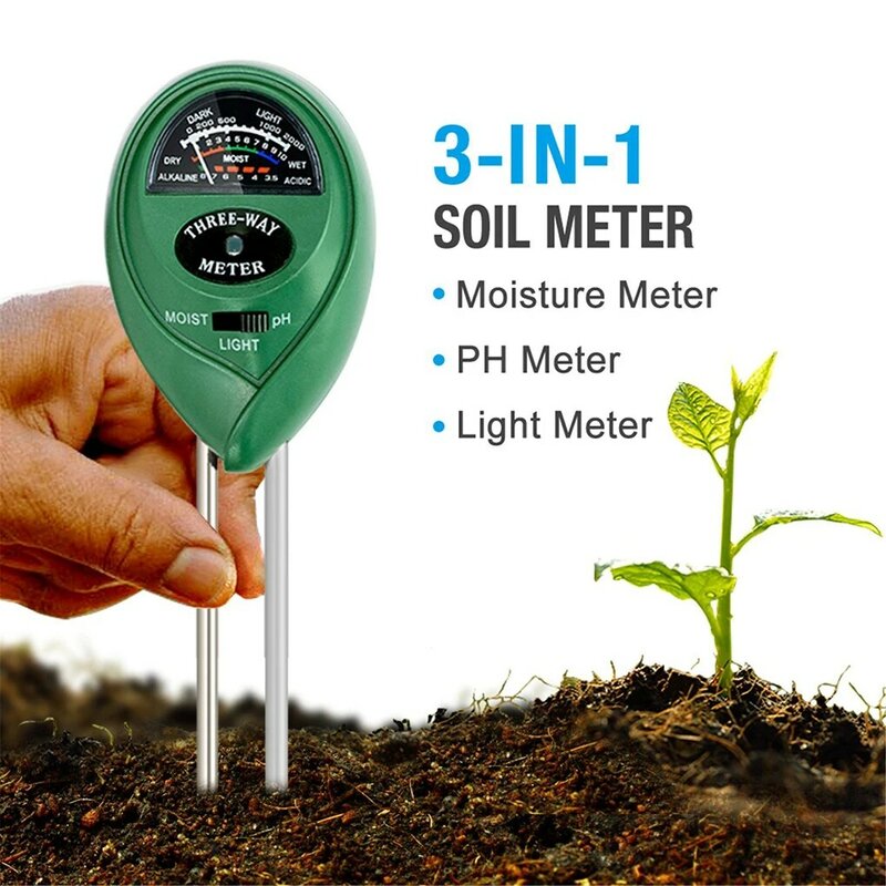 3-in-1 Digital PH Acidity Meter Multifunctional Soil Tester Moisture Meter Sunlight Intensity Measurement Analysis Instrument
