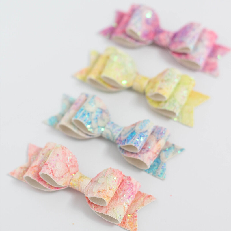 Shiny Illusory Color Lace Bows Princess Daily Cute Hairpins Barrettes Headwear Hair Accessories Girls Kids Lovely Side Hair Clip
