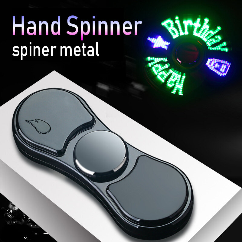 2020 Lichtgevende Metalen Fidget Spiner Hand Spinner Top Spinners Stress Usb Winddicht Opladen Aanstekers Vingertop Gyro Volwassen Speelgoed E