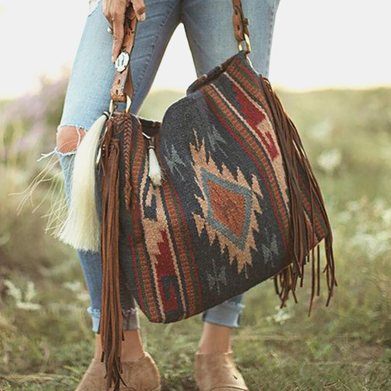 Mulher sacos 2022 tendência feminina de bolsa mão feita grassland lona sac linho um ombro estilo boêmio sacos crossbody