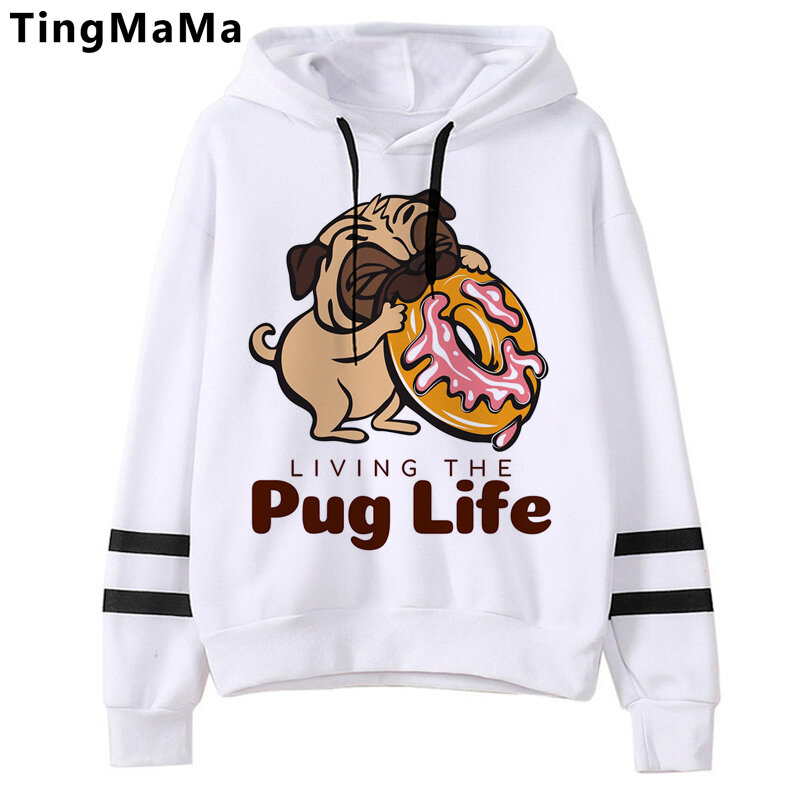 Pug cachorro pugs hoodies masculino y2k estética gráfico de grandes dimensões impresso masculino roupas com capuz impresso