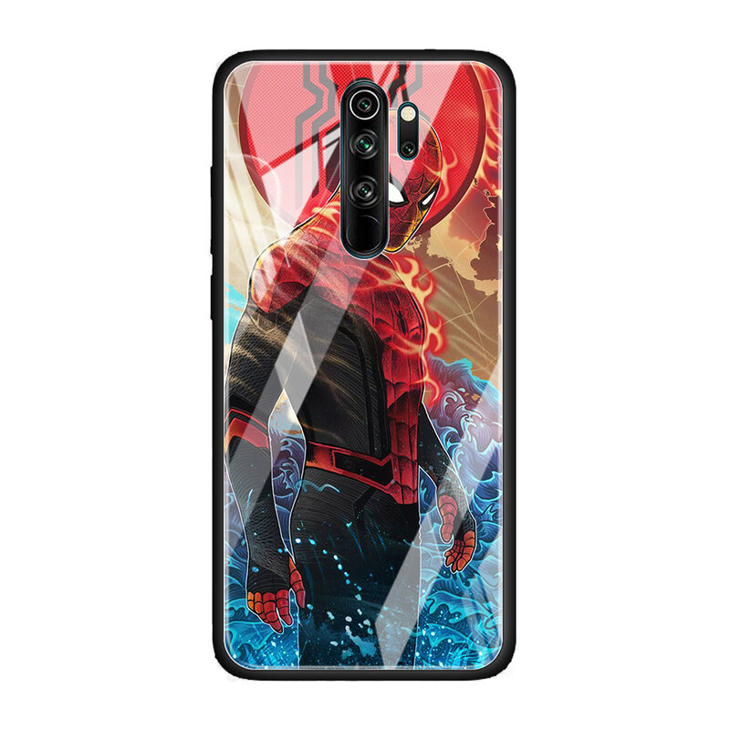 Marvel spiderman herói para xiaomi redmi k40 k30 k20 pro plus 9c 9a 9 8a 7 escudo de luxo vidro temperado capa do telefone