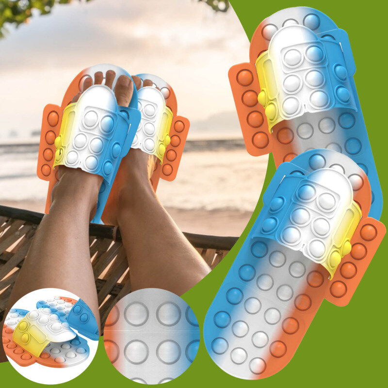 Mainan Sepatu Fidget Popper Mainan Sensorik Antistress Antistress Dekompresi Gelembung Tekan Peredup Peredup Peredup Mainan Sandal Pantai Rumah