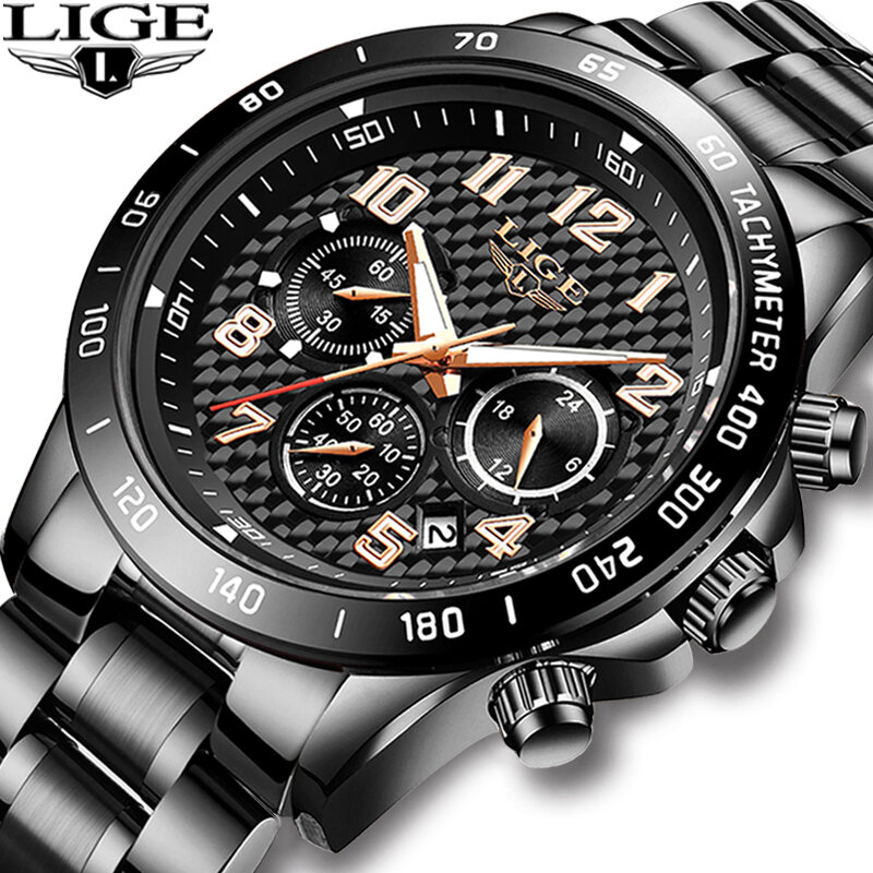 LIGE 2020 New ARRIVAL Menนาฬิกาแบรนด์หรูกีฬานาฬิกาMens Chronographนาฬิกาข้อมือควอตซ์วันที่ชายRelogio Masculino