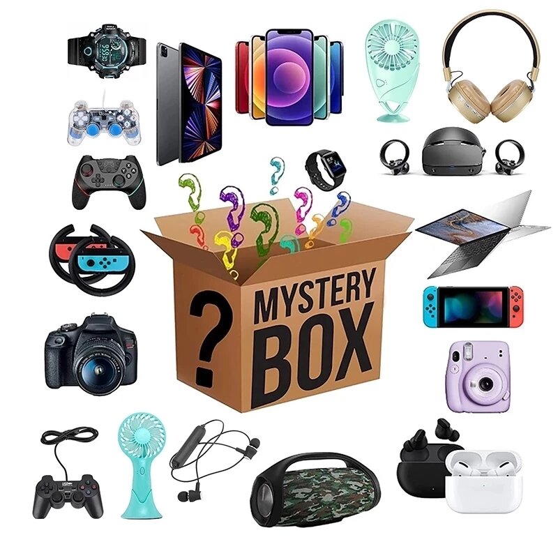 Самая популярная коробка Lucky Mystery 100%, сюрприз, высококачественный подарок, электронные геймпады, цифровые камеры, новинка, подарок на Рождес...