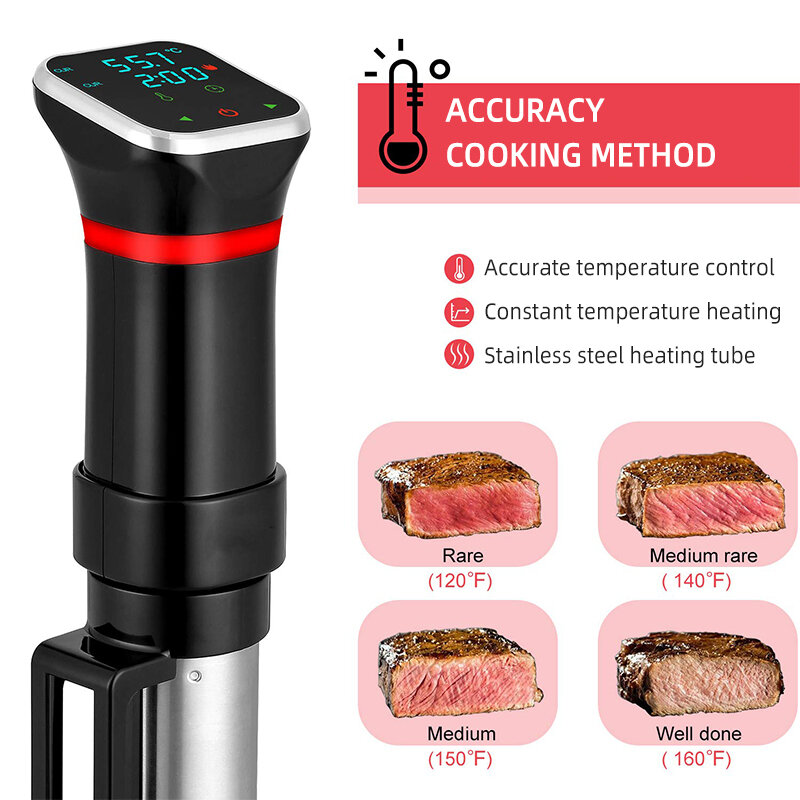 24 Months Warranty IPX7 Waterproof LCD Touch Sous Vide Cooker Cooking Machine Sturdy Immersion Circulator Slow Cooker