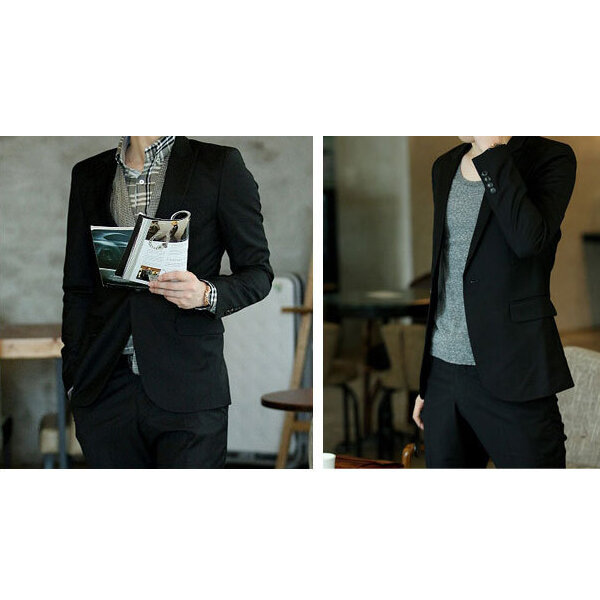 الرجال السترة معطف سليم البدلة الكورية نمط أسود عادية الأعمال اليومية جاكيتات NYZ شوب