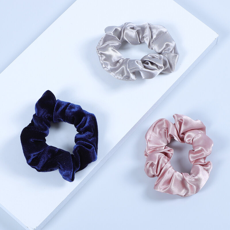 3pcs/set Fashion women's silk satin hair curls Pure stretch stretch hair band Simple and elegant rubber band ponytail tie