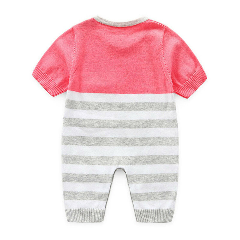 Macacão infantil fino de manga curta, roupas de verão para bebês recém-nascidos de malha fina