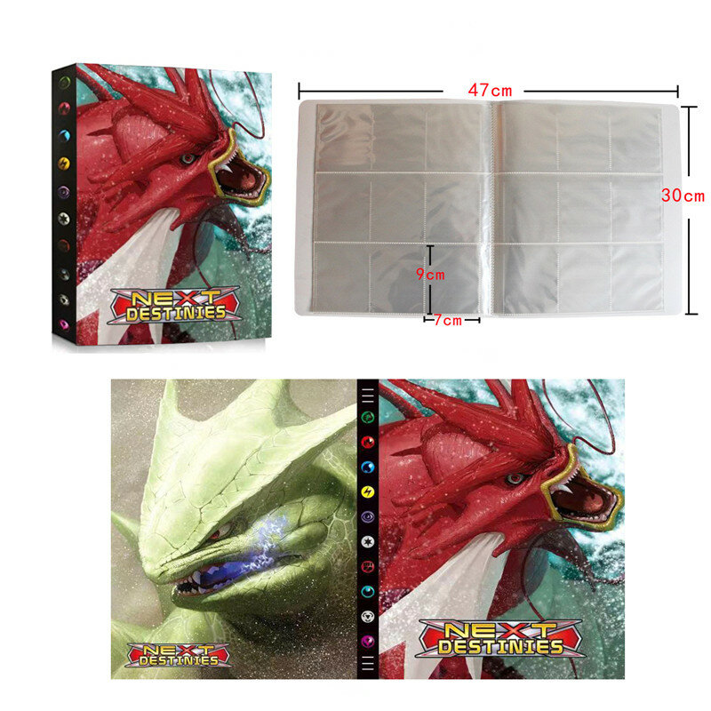 VMAX GX-Carpeta de tarjetas de juego, álbum de Pokemon, libro de dibujos animados, Mapa, soporte de bolsillo para colección, lista de carga, puede acomodar 432 piezas