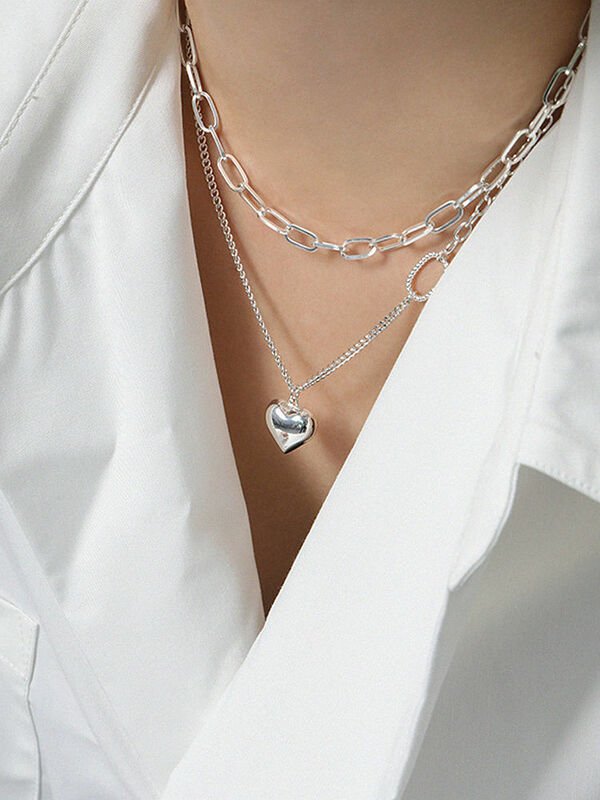 S'STEEL 925 Kalung Perak Murni untuk Wanita Pernyataan Minimalis Personalisasi Emas Aksesori Desain Rantai Perhiasan Bagus