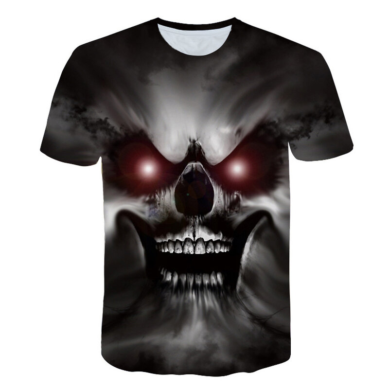 แฟชั่นผู้ชายเสื้อยืด2020ฤดูร้อนล่าสุด Gothic Punk Tshirt 3D พิมพ์ Skull O-Neck-ขายแขนสั้น breathable