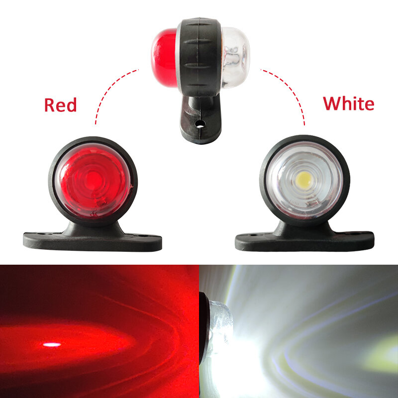 Lâmpada indicadora vermelha branca da luz do afastamento do sinal de volta do diodo emissor de luz do marcador lateral do reboque do caminhão do carro para caravanas 10-30v