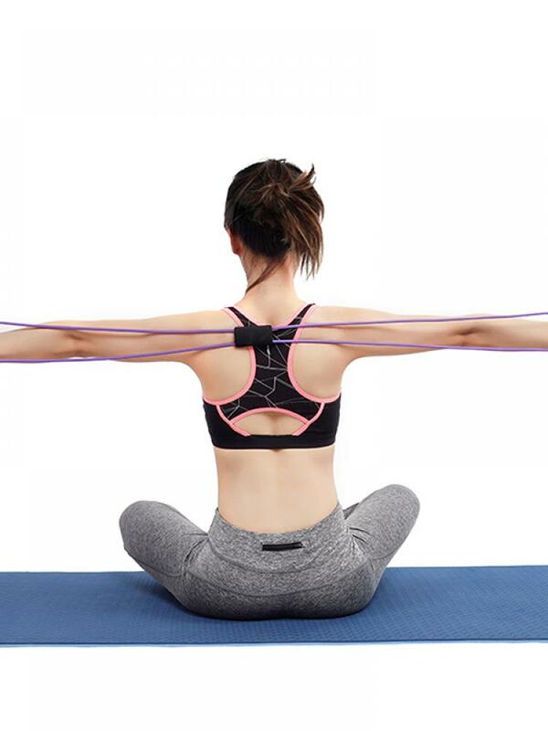Banda de resistencia de figura de ocho, cinturón de tensión de Yoga, cuerda de tracción para dar forma al cuerpo, banda de Fitness de pecho elástica de silicona
