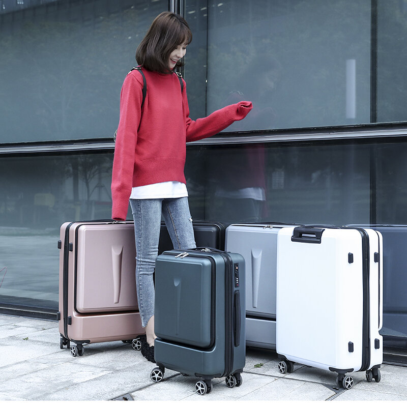20 "24" cal kobiety Rolling przechowalnia walizka podróżna etui z torba na laptopa mężczyźni uniwersalny plecak na kółkach obudowa z ABS moda walizka