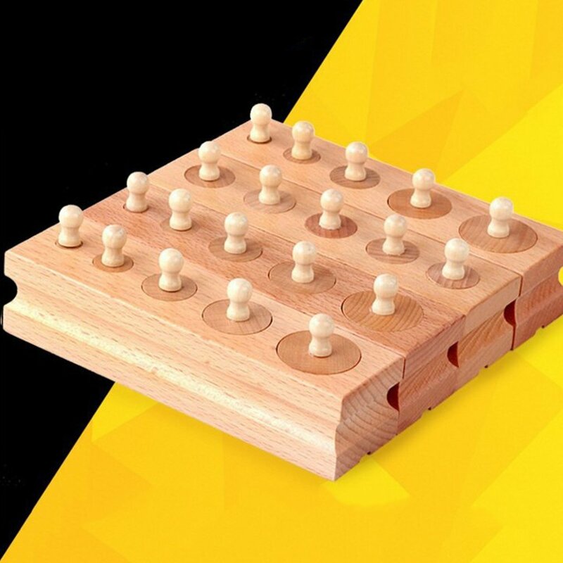 New Montessori Materials Montessori Block Toys Educational Games Cylinder Socket Wooden Math Toys for Parent Child Interaction