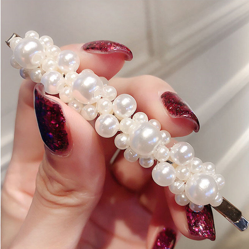 5 unidades/juego de horquilla de perlas de imitación de moda Clip BB perla accesorios para el cabello flor horquilla de barra Set Tiara accesorios para el cabello