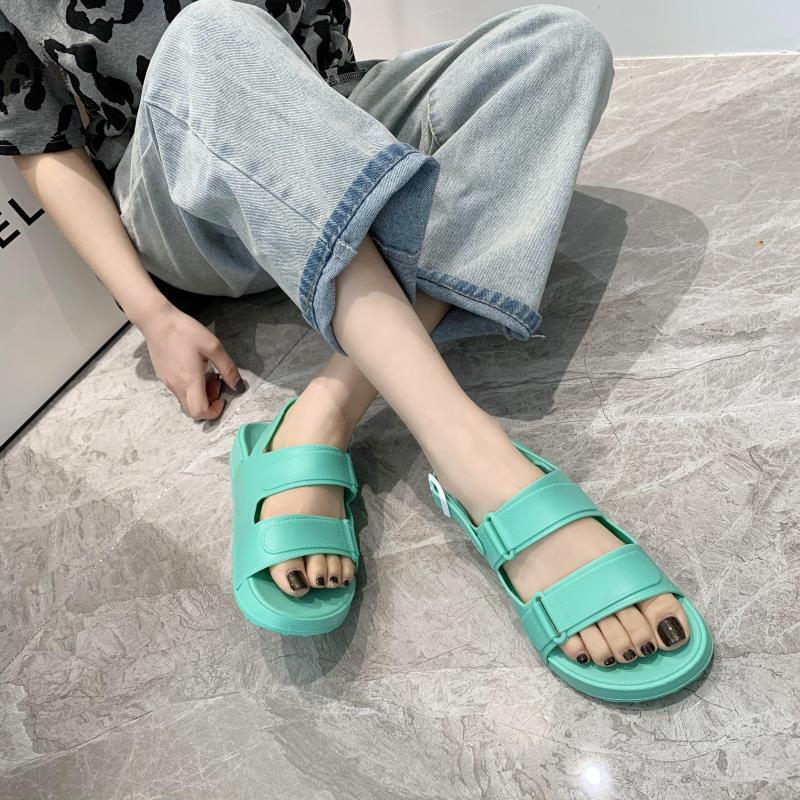Женские сандалии на мягкой подошве, Повседневные Удобные босоножки на липучке, пляжная обувь на плоской подошве, лето 2021