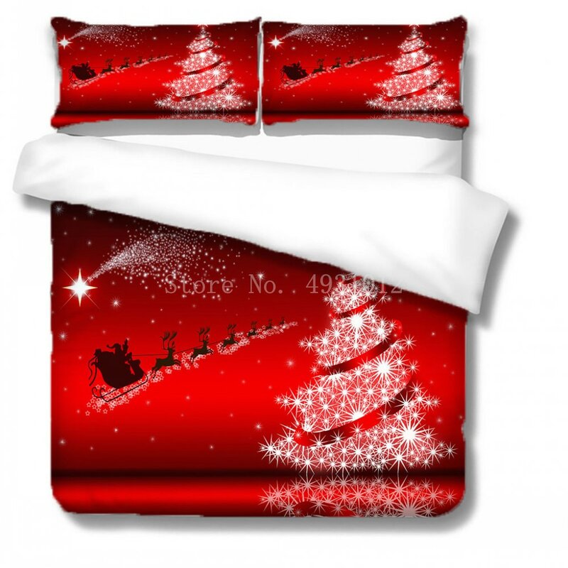 คริสต์มาสซานตาคลอสชุดเครื่องนอน Double Double Queen ปกผ้านวมปลอกหมอนสำหรับเด็กผู้ใหญ่ผ้าปูเทศกาลของ...