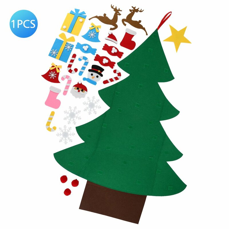 Decoración navideña para niños, árbol de Navidad colgante de tela de fieltro tridimensional hecho a mano, bricolaje