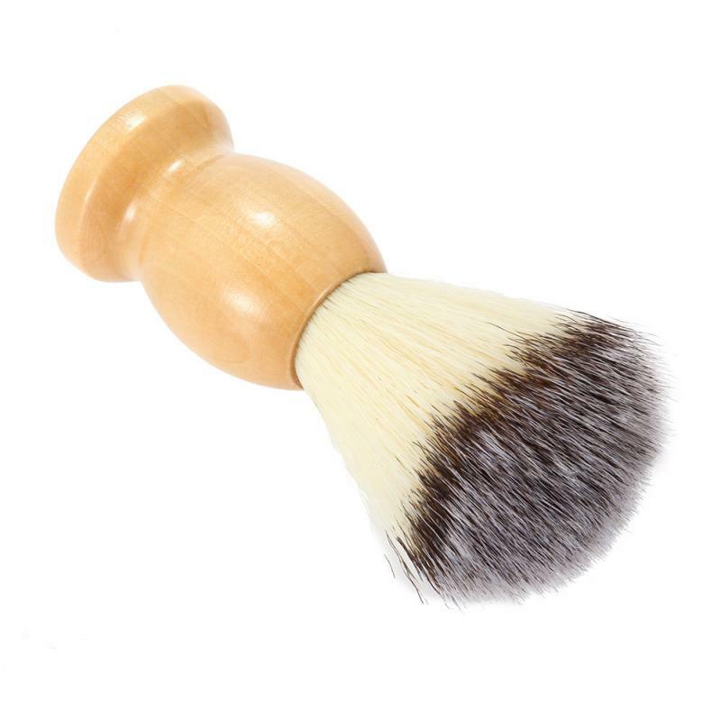 Vendita calda uomini 1 pz nylon capelli rasatura pennello morbido manico in legno barbiere salone di casa strumento per la pulizia del viso delicato e confortevole