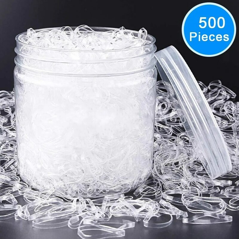 Clear Ponytail 500 Pcs Ropes Rubber Band Holder Elastic Hair  For Women Girls  Bind Tie Holder Accessories Hair Styling Tools