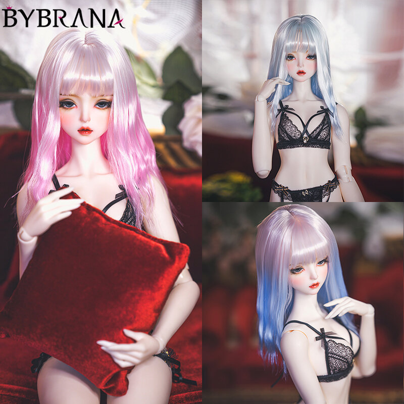 Bybrana Bjd Doll 1/3 1/4 1/6 frangia di media lunghezza gradiente ondulato capelli lunghi seta Super morbida