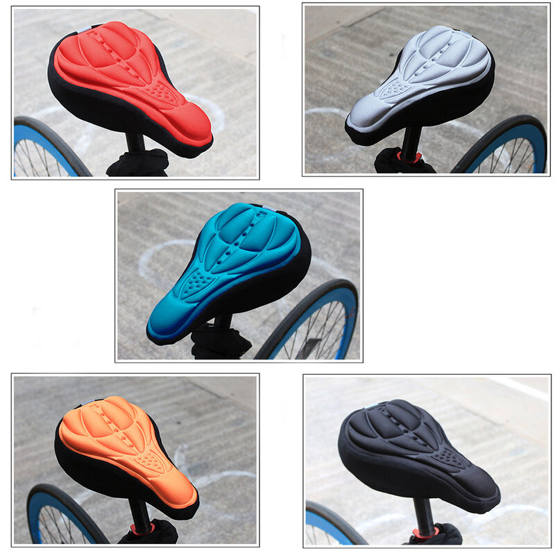 3 pçs ciclismo sela 4 cor almofada de sela da bicicleta em relevo esponja engrossado conforto ultra macio silicone 3d gel almofada capa