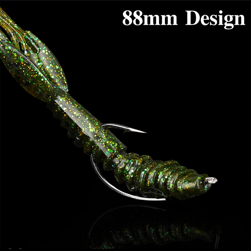 TSURINOYA-SEÑUELOS DE pesca de camarón, 88mm, SL-2006 blando, 2,2g, cebos artificiales de silicona, aparejos de gusano suave