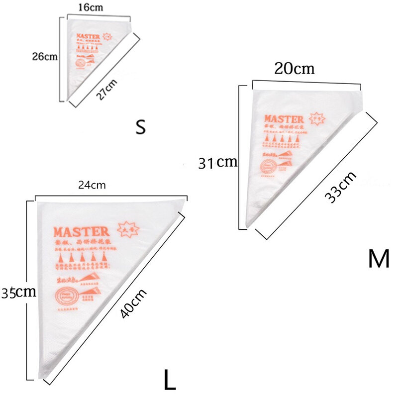 Sacs à pâtisserie jetables taille S/M/L, 100 pièces, sacs à confiserie pour décoration de gâteau Fondant, cuisine, cuisson, sac de passepoil, outils, moule à gâteau