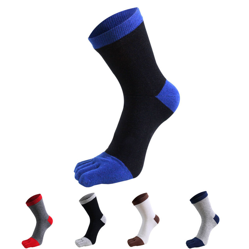 Nieuwe Vijf Vinger Sokken Voor Mannen Puur Katoen Gestreepte Kleurrijke Party Dress Lange Jongen Sokken Met Tenen Street Fashion Ademend