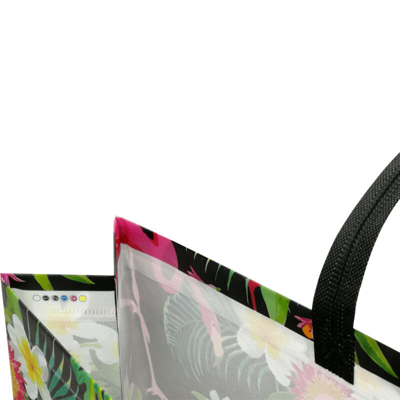 Bolsa de compras ecológica, bolso de viaje con estampado de flamenco, no tejido, plegable, con revestimiento de película, impermeable, para llevar, bolso de moda