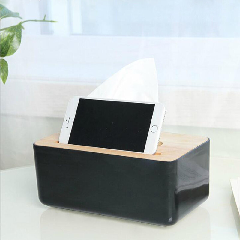 Home Kitchen Wooden Plastic Tissue Box Solid Wood Napkin Holder Case Simple  Stylish car box tissue holders tissue holder