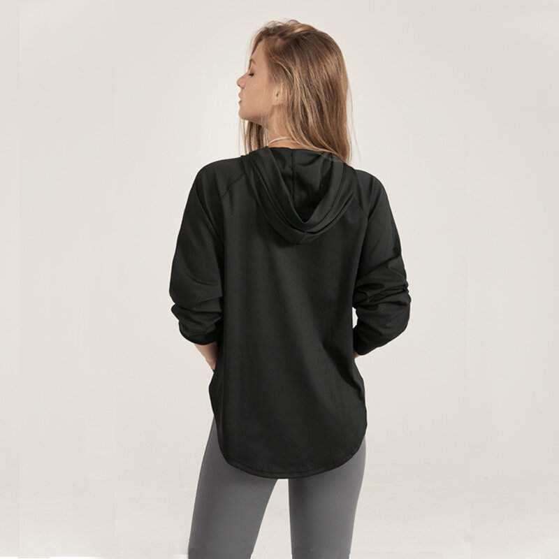 Women's Loose Hooded Quick-drying Sports Spring And Autumn Long-Sleeved Running Fitness Clothes  Sweater Blouse Shirt Women