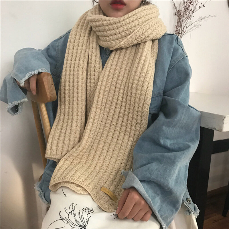 2021 moda feminina cachecol inverno quente xale envoltório bandana longo lenço de malha feminino foulard cobertor grosso