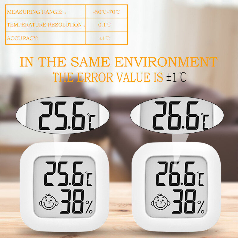 Mini termômetro digital lcd, termômetro e higrômetro digital com sensor de umidade, estação meteorológica