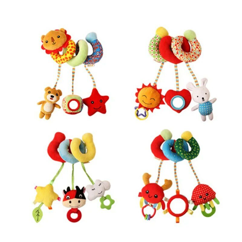 Baby Stroller Toys Cute Fruit Mobile Bed Crib Car Hanging Stroller Spiral Plush Appease Doll Teether Developmental Rattles Toy