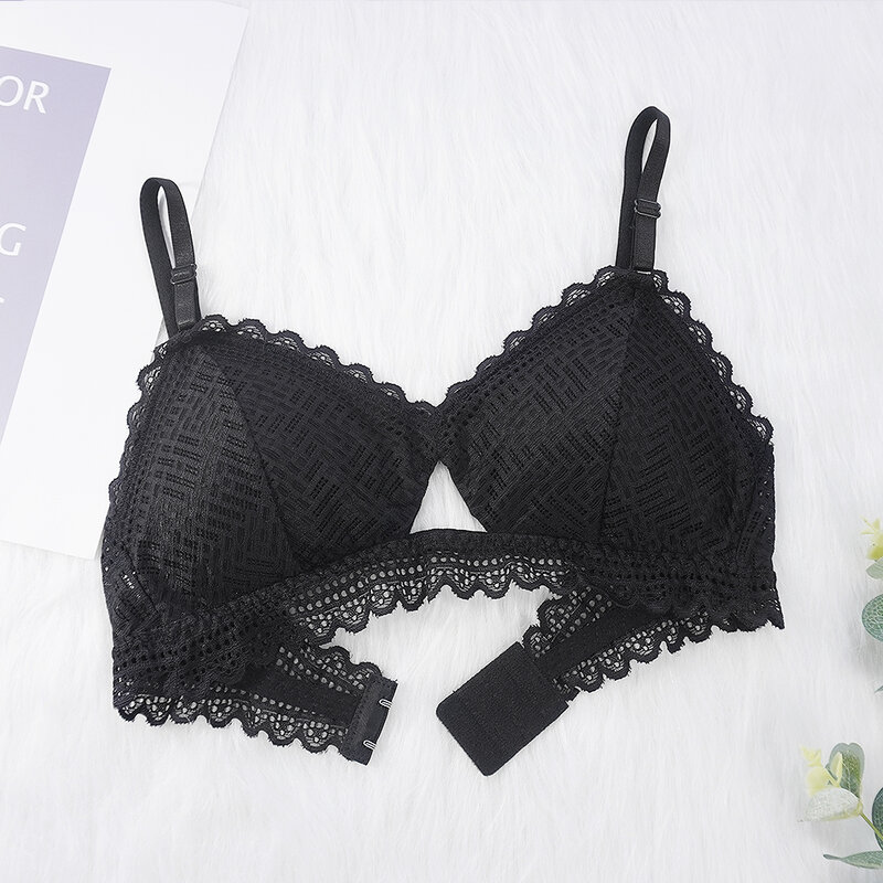 Sexy Bra Push Up Wire Free Lace Bralette Women Padded Breast Lift Overlays Shock-Proof Comfortable Hollow Out Intimate Underwear