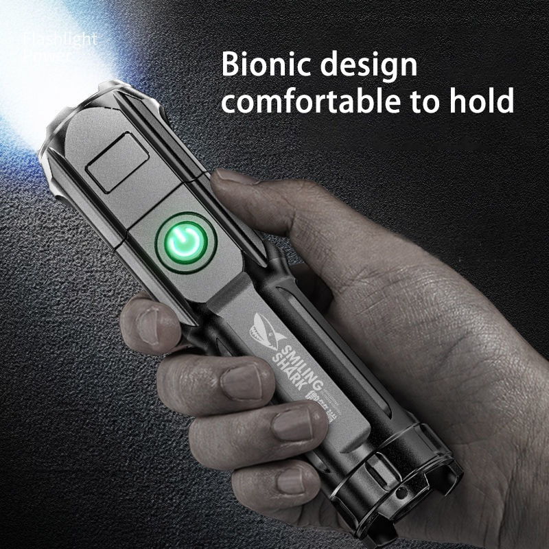 Torcia a LED potente torcia tattica ricaricabile T6 USB luminosa per campeggio escursionismo pesca batteria portatile integrata