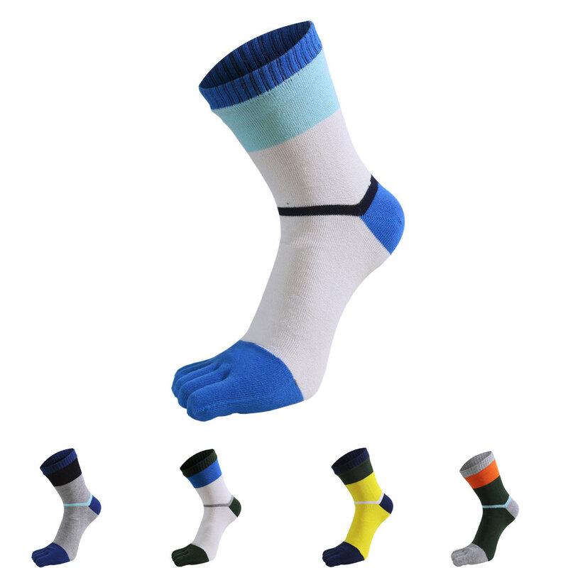 New Fashion Mens Five Finger Socks Cotton Striped Business Breathable Anti-Bacterial Solid Short Work Socks With Toes Brand