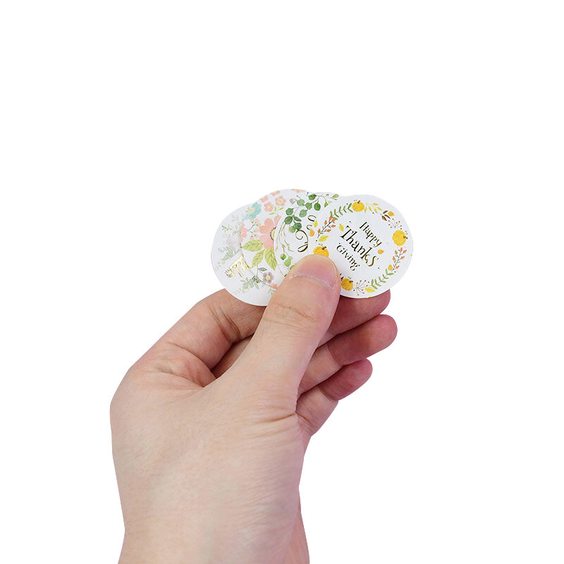 46 unids/caja "Thank You" de Kraft redonda de papel de etiqueta engomada de la etiqueta de diseño hecho a mano para fiesta de boda cumpleaños regalo Decoración