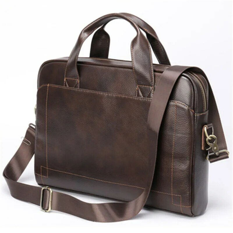 Mallette de luxe en cuir véritable pour hommes, sac d'affaires pour ordinateur portable 15.2 pouces, sac de bureau classique