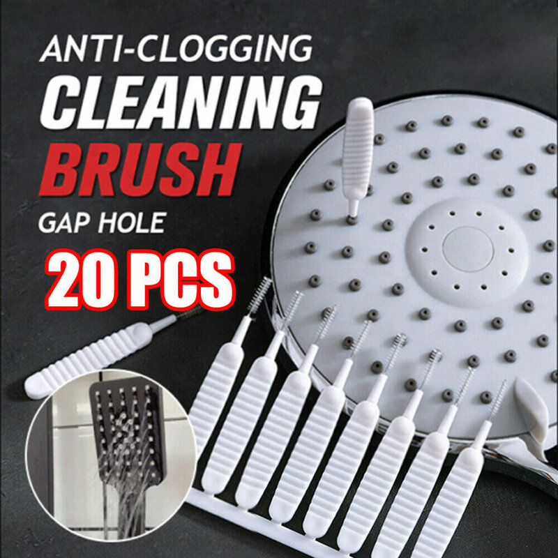 Cepillo de limpieza antiobstrucción con agujero de 20 piezas, cabezal de ducha, limpiador de agujeros, materiales de limpieza del hogar