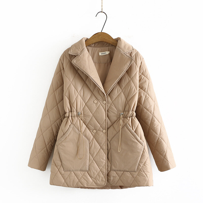 Novo 2021 senhoras outono inverno plus size wadded jaqueta para as mulheres grande manga longa solta cinto bolso longo casaco 3xl 4xl 5xl 6xl