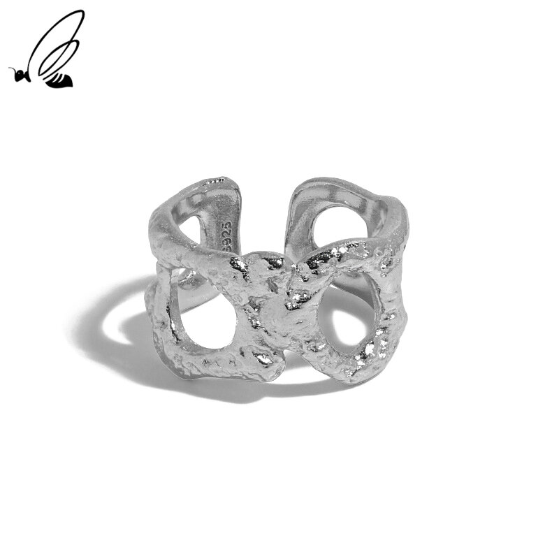 Ssteel aço 925 prata esterlina x em forma de textura design minimalismo irregular anel feminino presentes para mulher personalizado 2021 jóias