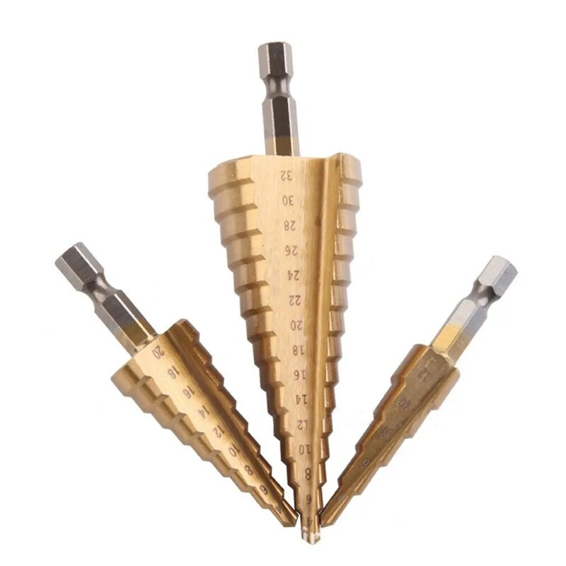 Step Drill Bit Set Hexagonal Handle Straight Groove Step Drill Pagoda Drill Reaming Step Drill 4-12 4-20 4-32